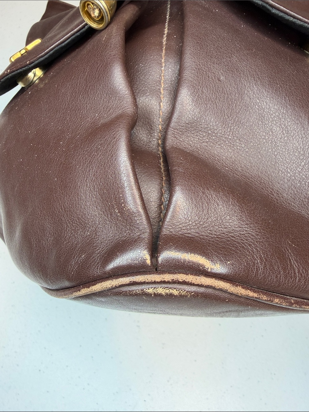 Vintage Paloma Picasso Leather Backpack Drawstring Brown Italy - Picture 7 of 14